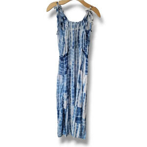 Young USA women's blue tie-dye swim-cover up boho midi dress  - small